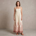 Embroidered Maxi Dress with Spaghetti Straps for Women