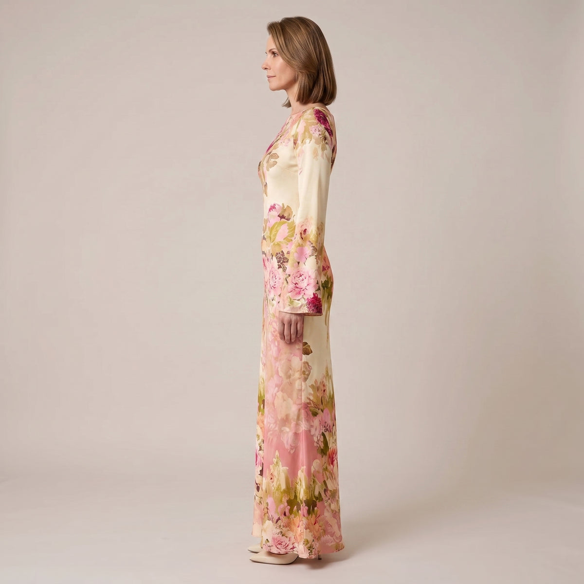 Bell Sleeve Maxi Dress with Floral Print for Women