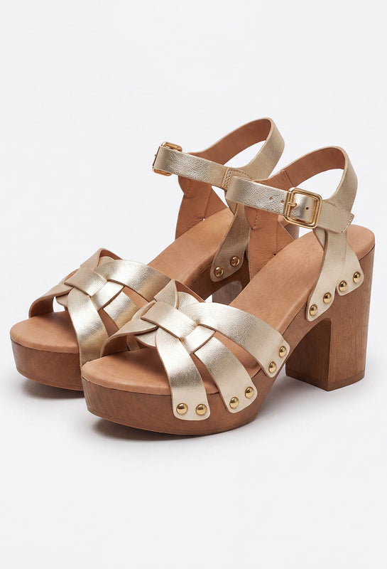 Open-Toe Platform Block-Heel Sandals with Buckle Ankle Strap for Women