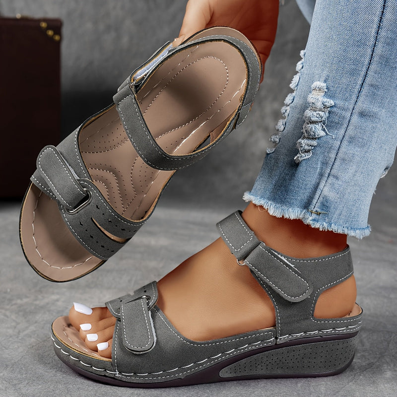 Open-Toe Wedge Sandals with Adjustable Straps for Women