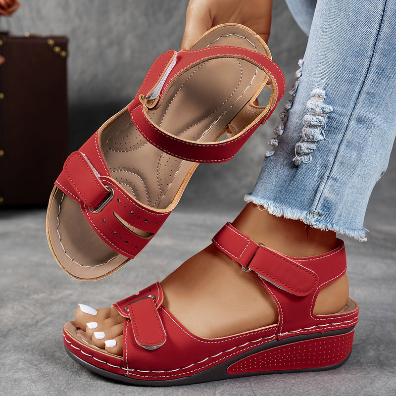 Open-Toe Wedge Sandals with Adjustable Straps for Women