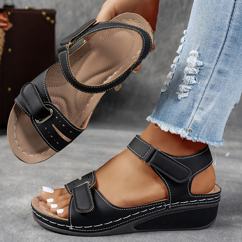 Open-Toe Wedge Sandals with Adjustable Straps for Women