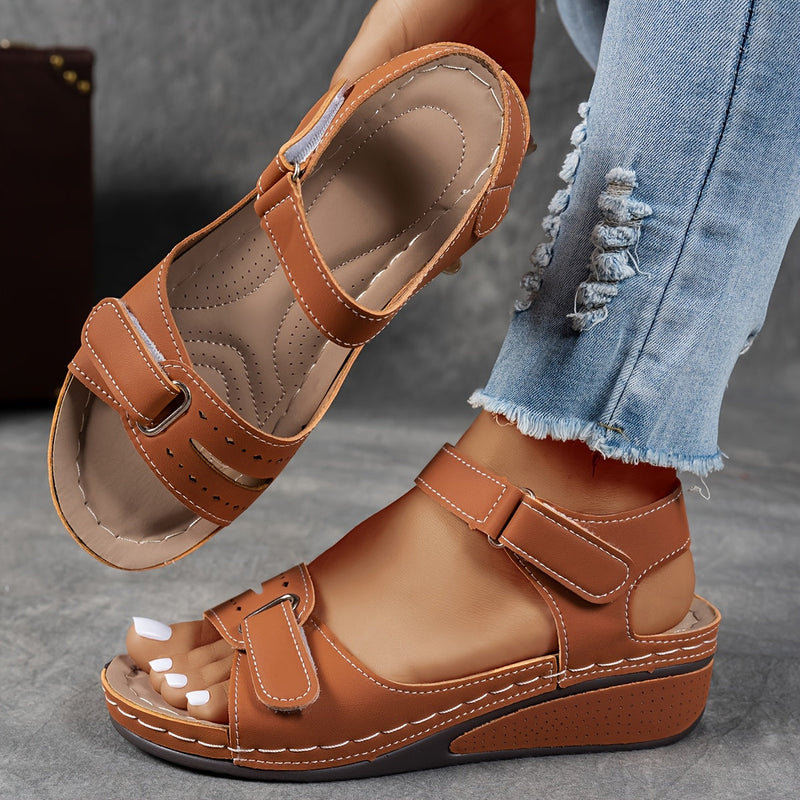 Open-Toe Wedge Sandals with Adjustable Straps for Women