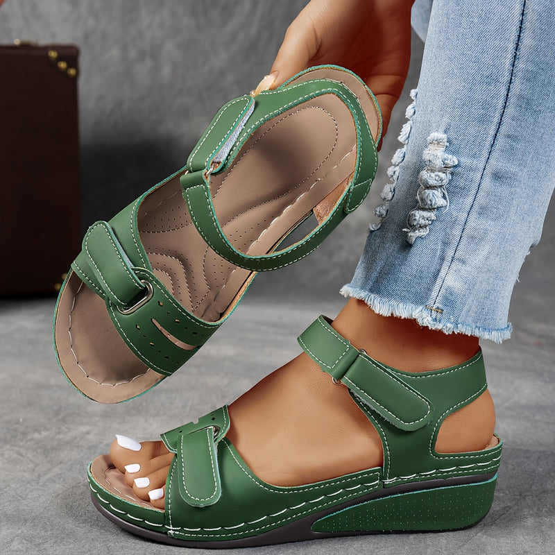 Open-Toe Wedge Sandals with Adjustable Straps for Women