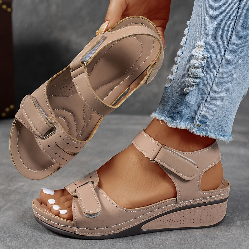 Open-Toe Wedge Sandals with Adjustable Straps for Women