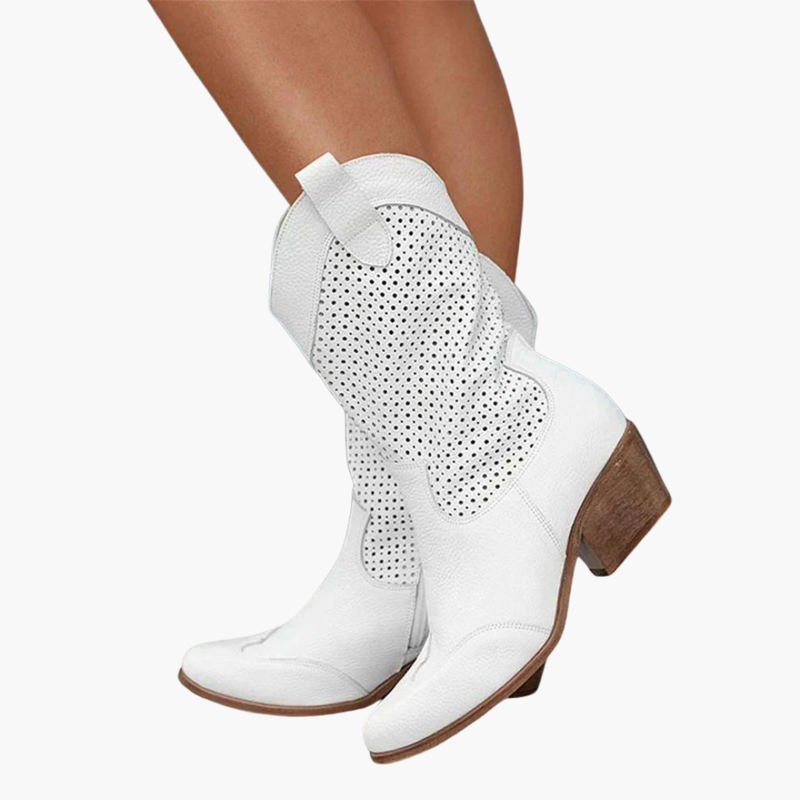 Openwork Western Boots with Pull Tabs for Women
