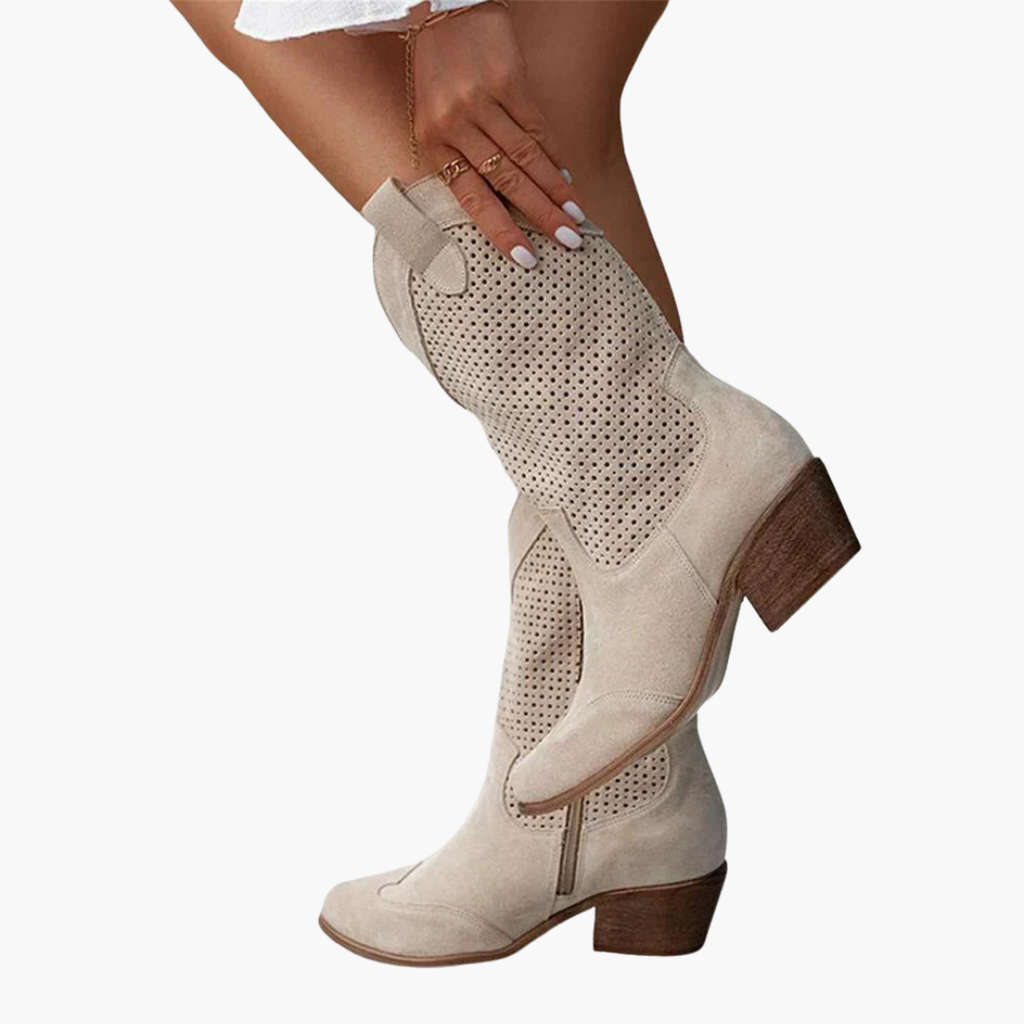Openwork Western Boots with Pull Tabs for Women