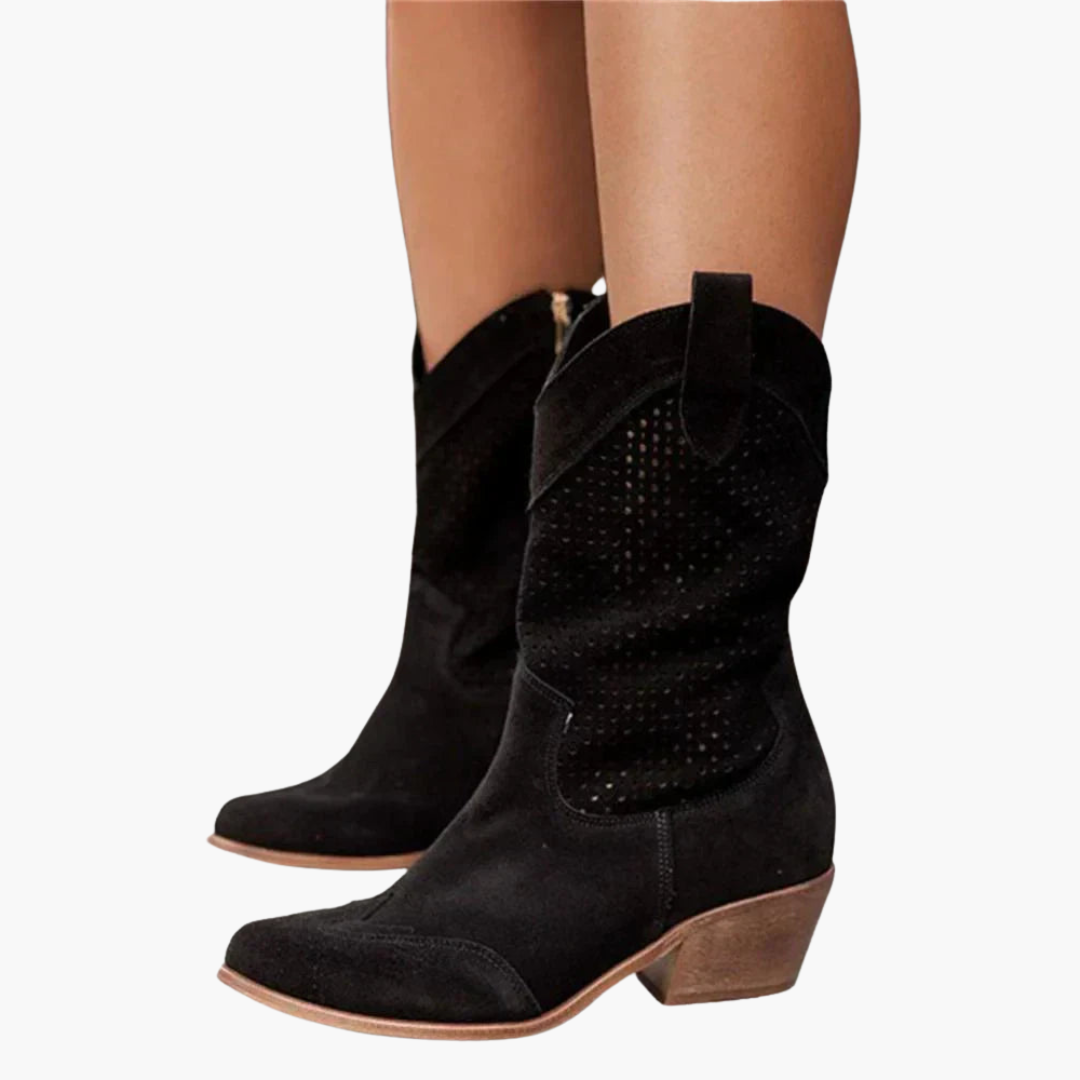 Openwork Western Boots with Pull Tabs for Women