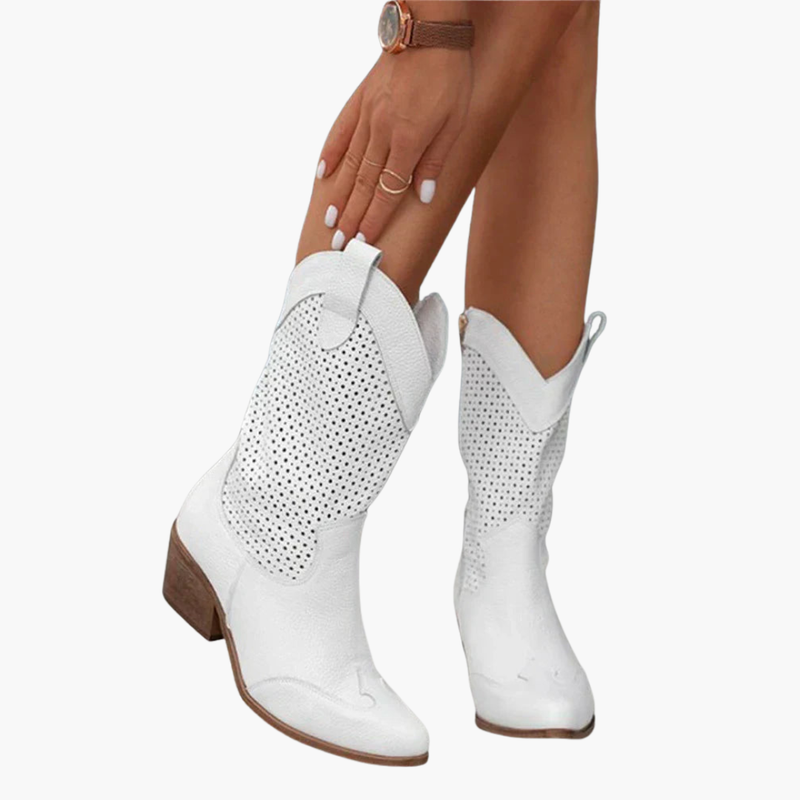 Openwork Western Boots with Pull Tabs for Women