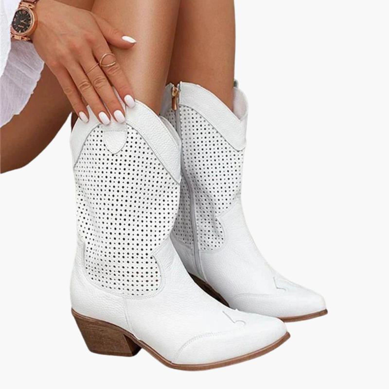 Openwork Western Boots with Pull Tabs for Women