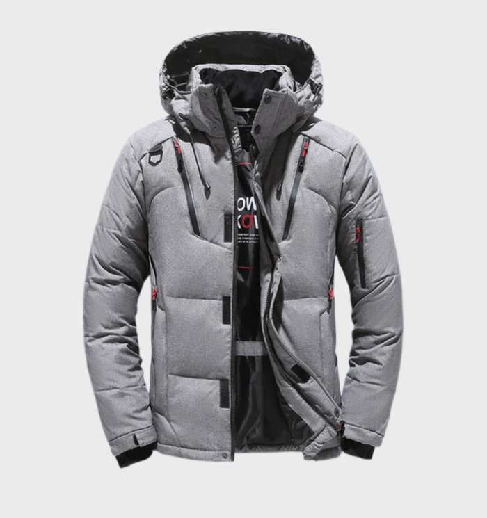 Padded Jacket with High Collar and Zip Pockets for men