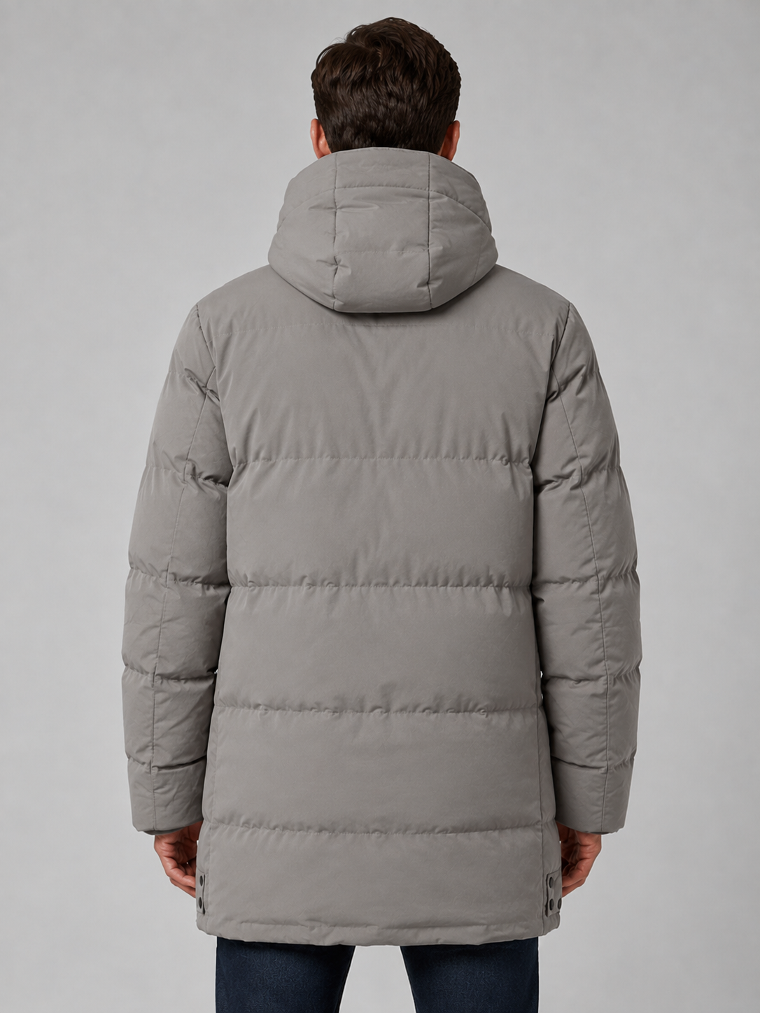 Padded Parka Coat with Drawcord Hood and Pockets for Men