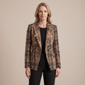 Plaid Blazer with Notched Lapels for Women