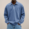 Polo Shirt with Long Sleeves and Gathered Cuffs for Men