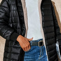 Quilted Coat with Plush Lining and Zip Front for Womens