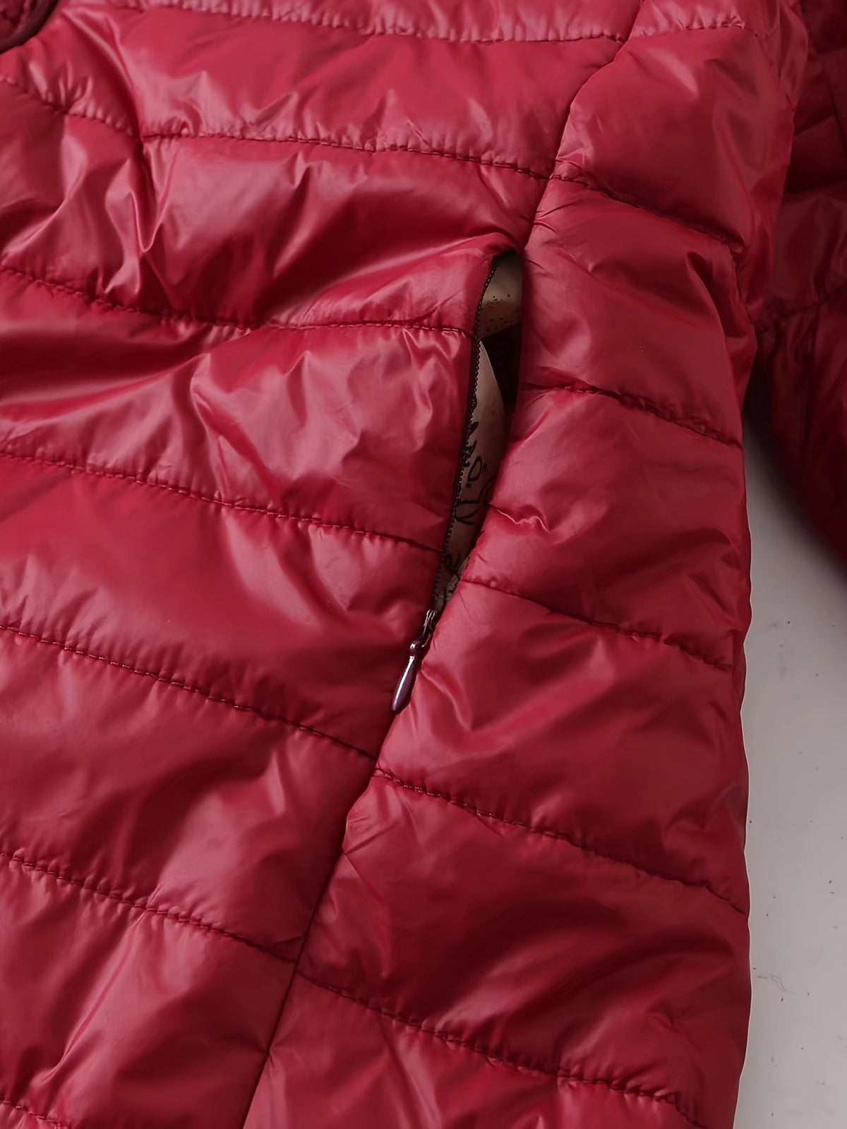 Quilted Coat with Plush Lining and Zip Front for Womens