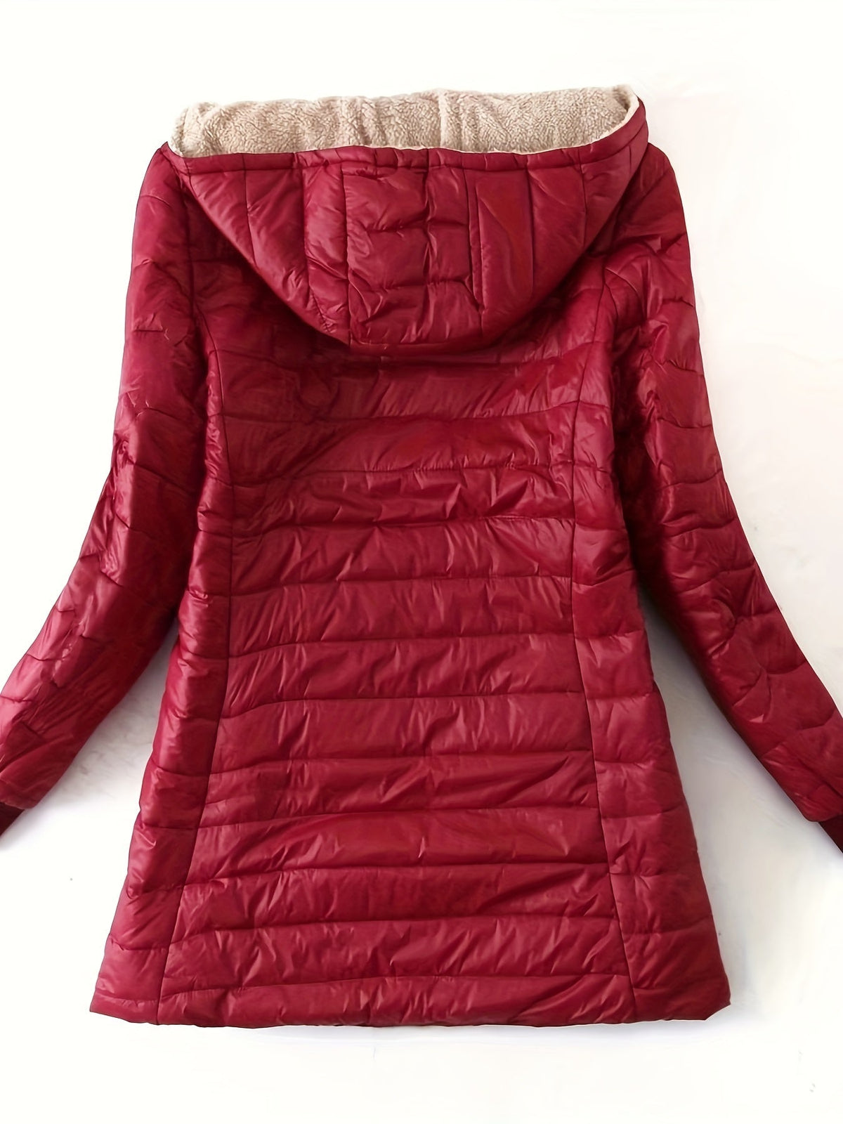 Quilted Coat with Plush Lining and Zip Front for Womens