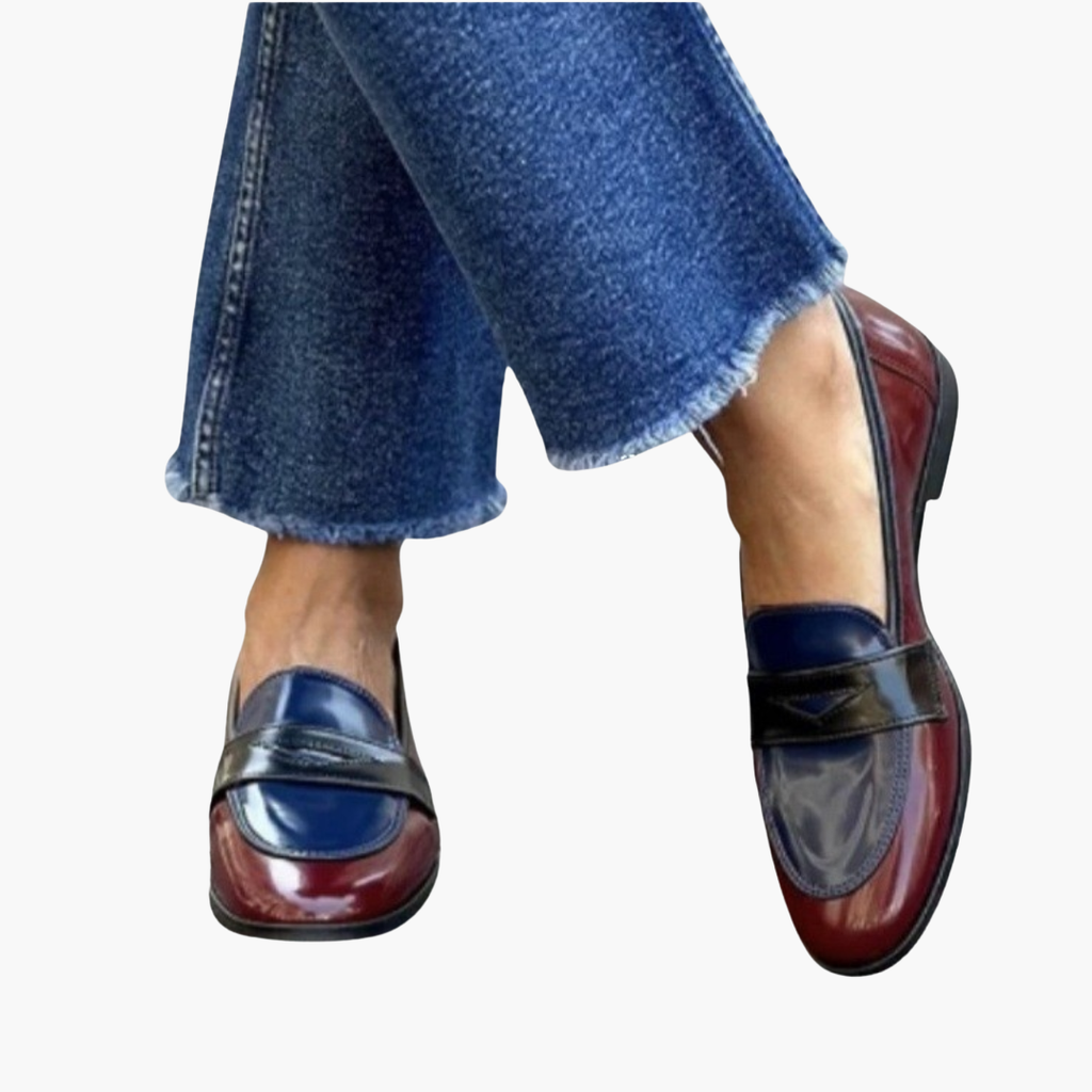 Rounded Toe Flat Loafers with Decorative Vamp Strap for Women