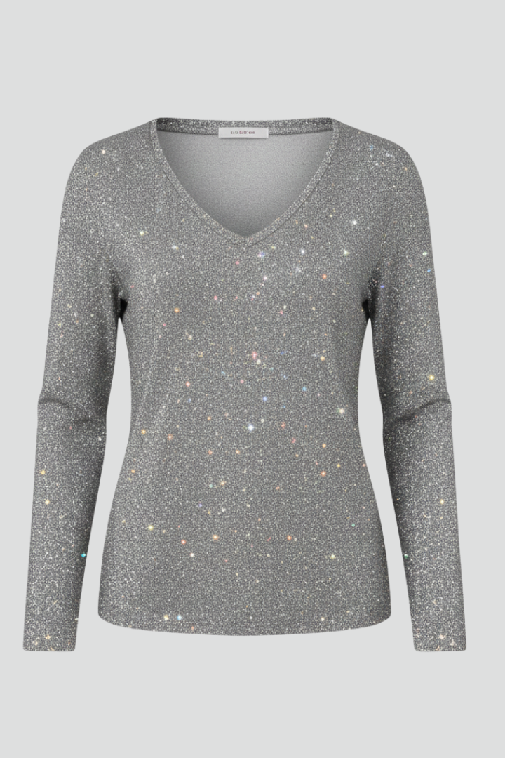 Sequin Detail V-Neck Jumper with Long Sleeves for Women