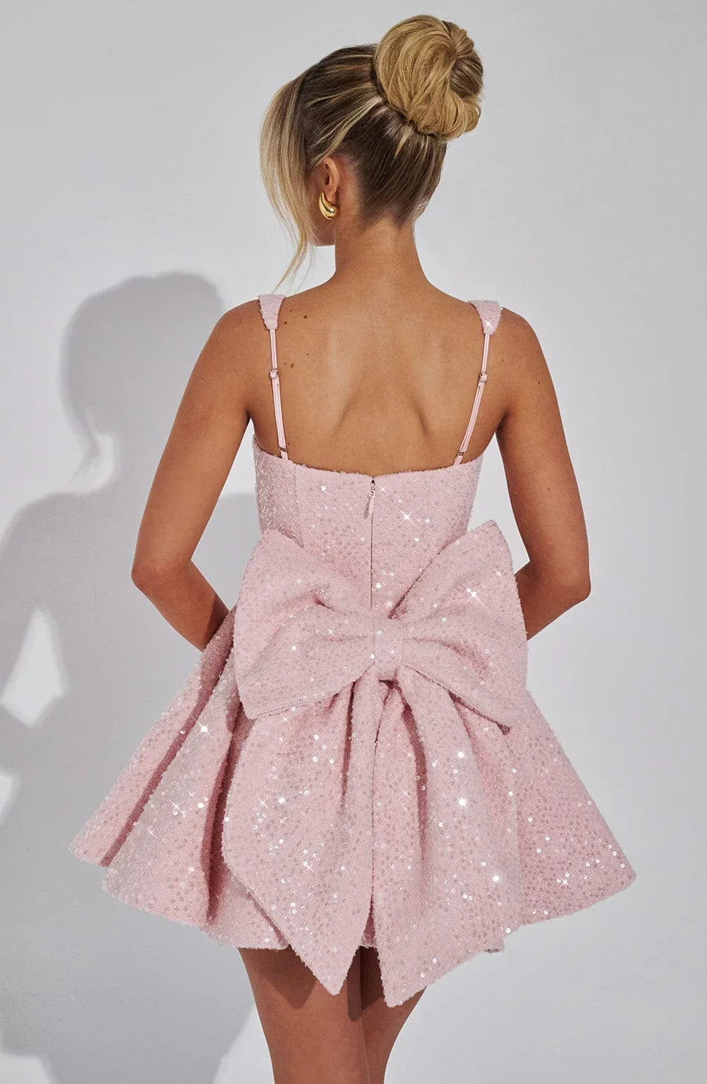 Sequined Mini Dress with Square Neckline for Women