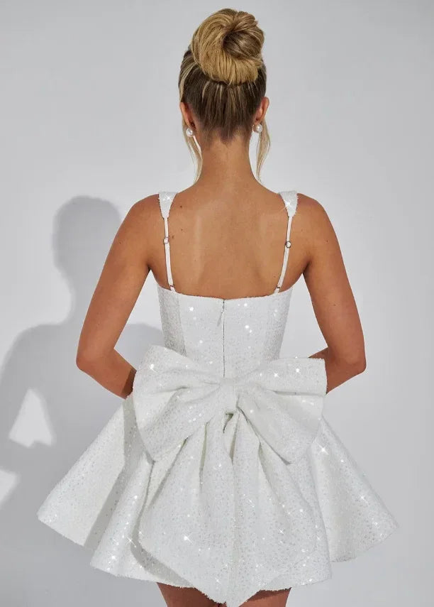 Sequined Mini Dress with Square Neckline for Women