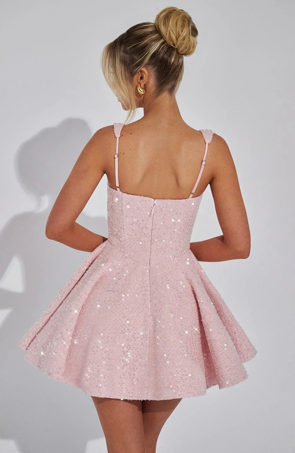 Sequined Mini Dress with Square Neckline for Women