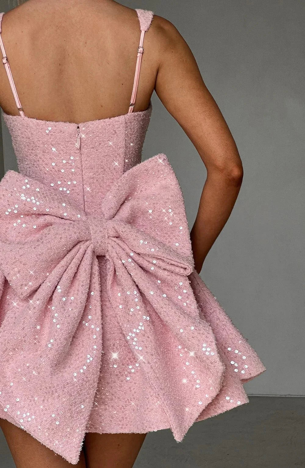 Sequined Mini Dress with Square Neckline for Women