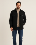 Shacket with Spread Collar and Button Flap Pockets for men