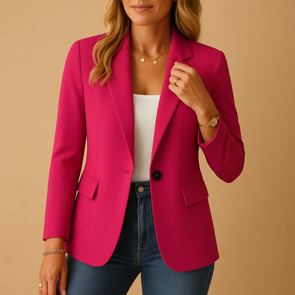 Single-Button Blazer with Notched Lapels for Women