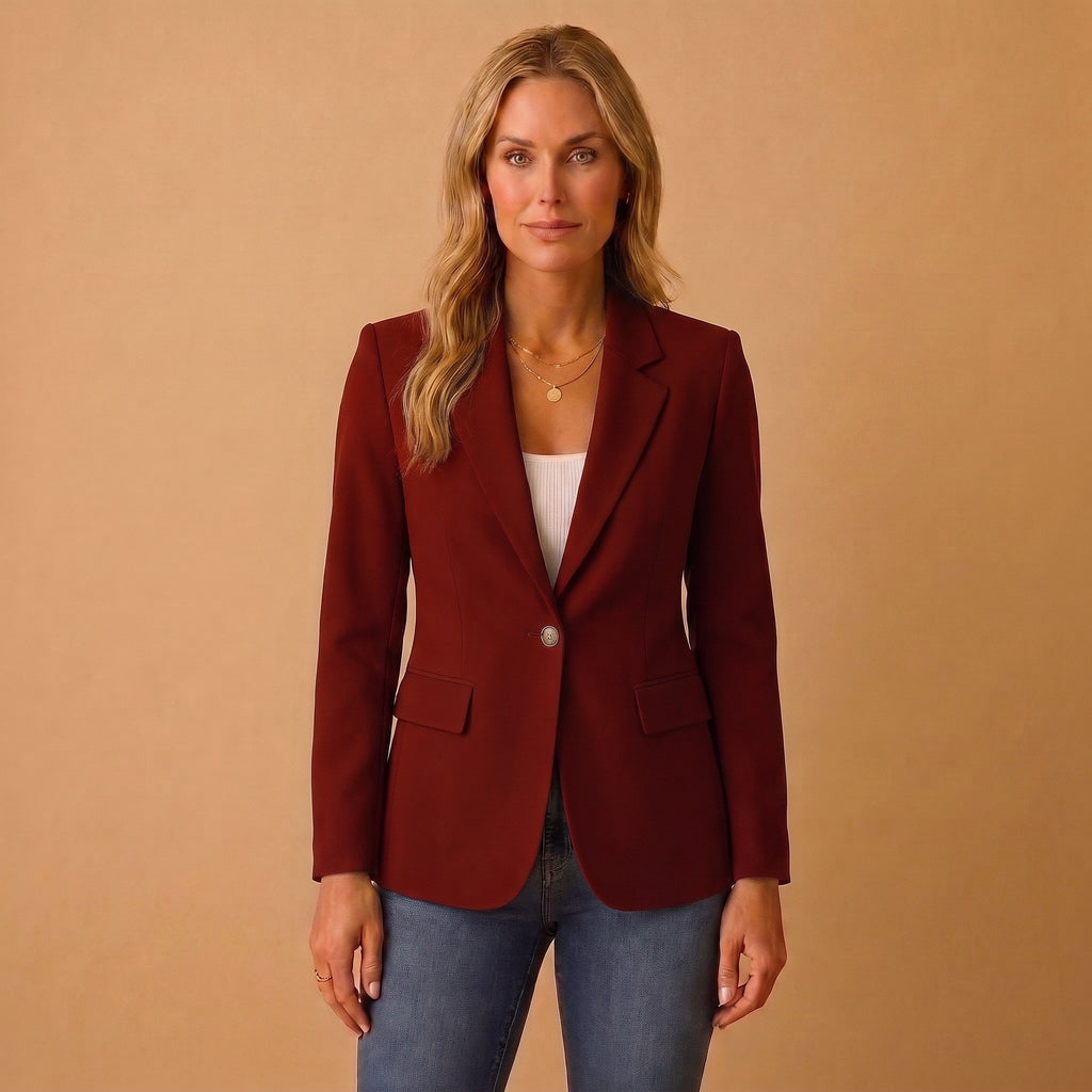 Single-Button Blazer with Notched Lapels for Women