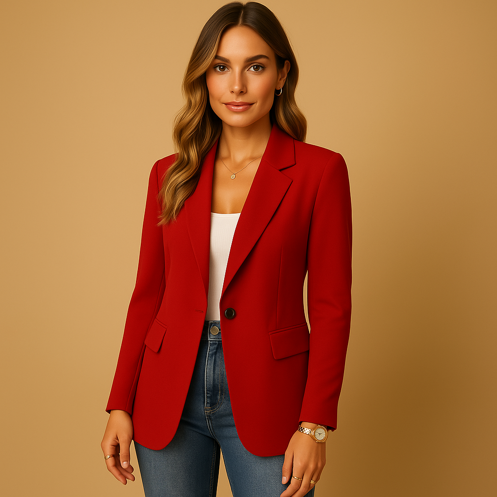 Single-Button Blazer with Notched Lapels for Women