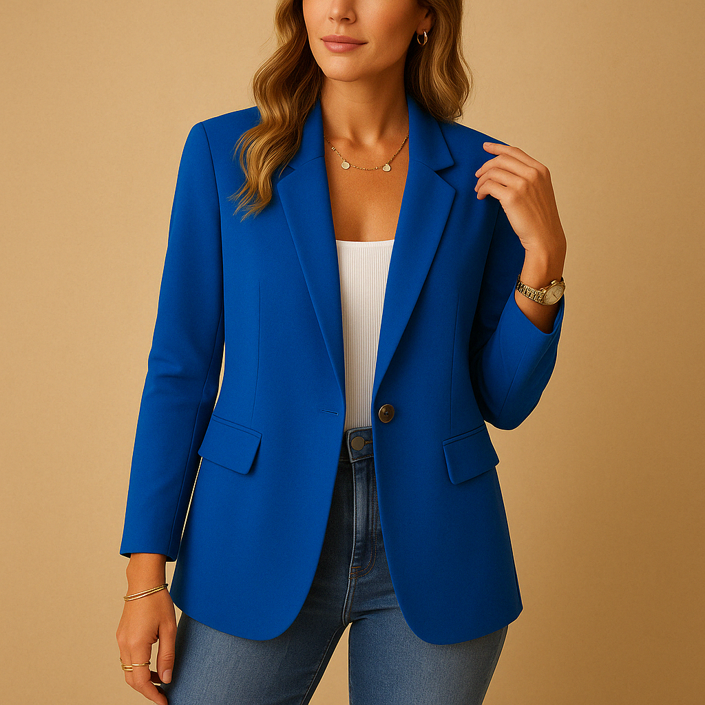 Single-Button Blazer with Notched Lapels for Women