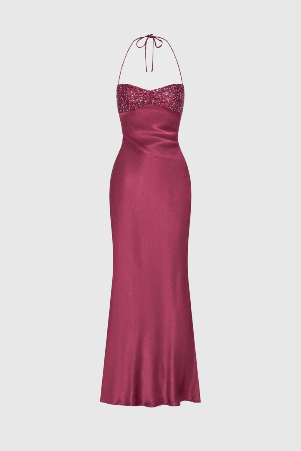 Sleeveless Halter Neck Maxi Dress with Embellished Bodice for Women