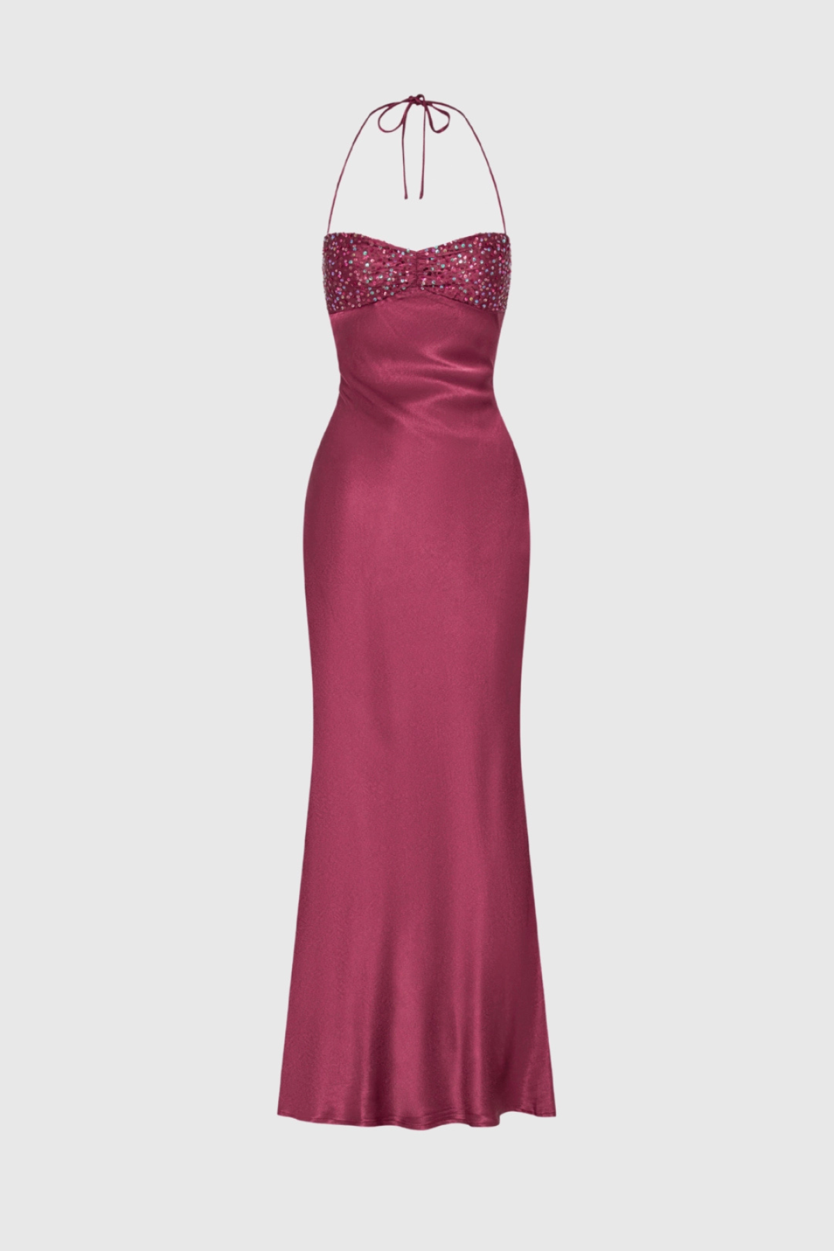 Sleeveless Halter Neck Maxi Dress with Embellished Bodice for Women