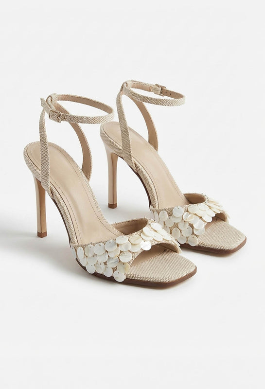 Slim Heel Stiletto Sandals with Embellished Forefoot Strap for Women