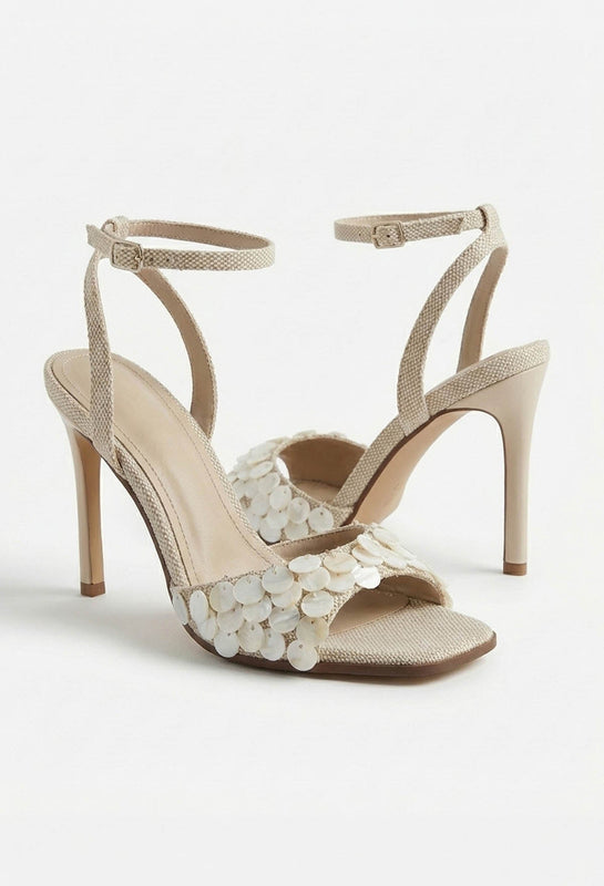 Slim Heel Stiletto Sandals with Embellished Forefoot Strap for Women
