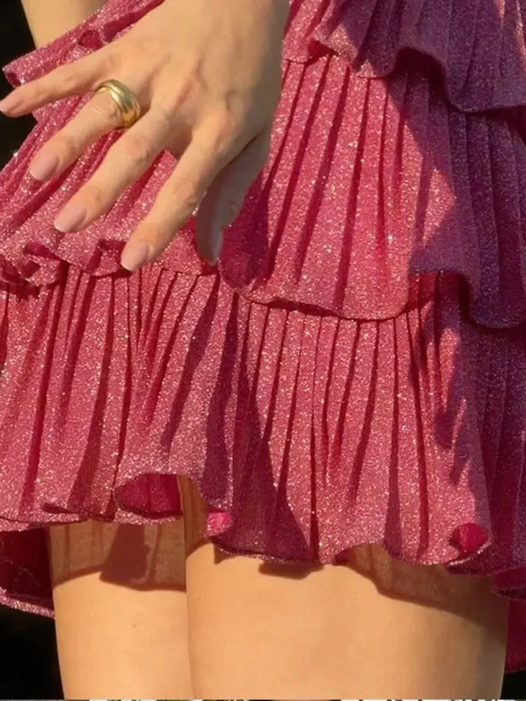 Sparkly Mini Dress with Starfish Front Details for Women