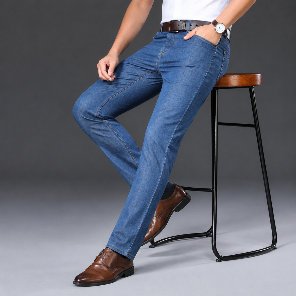 Straight Leg Lightweight Denim Jeans for Summer for Men