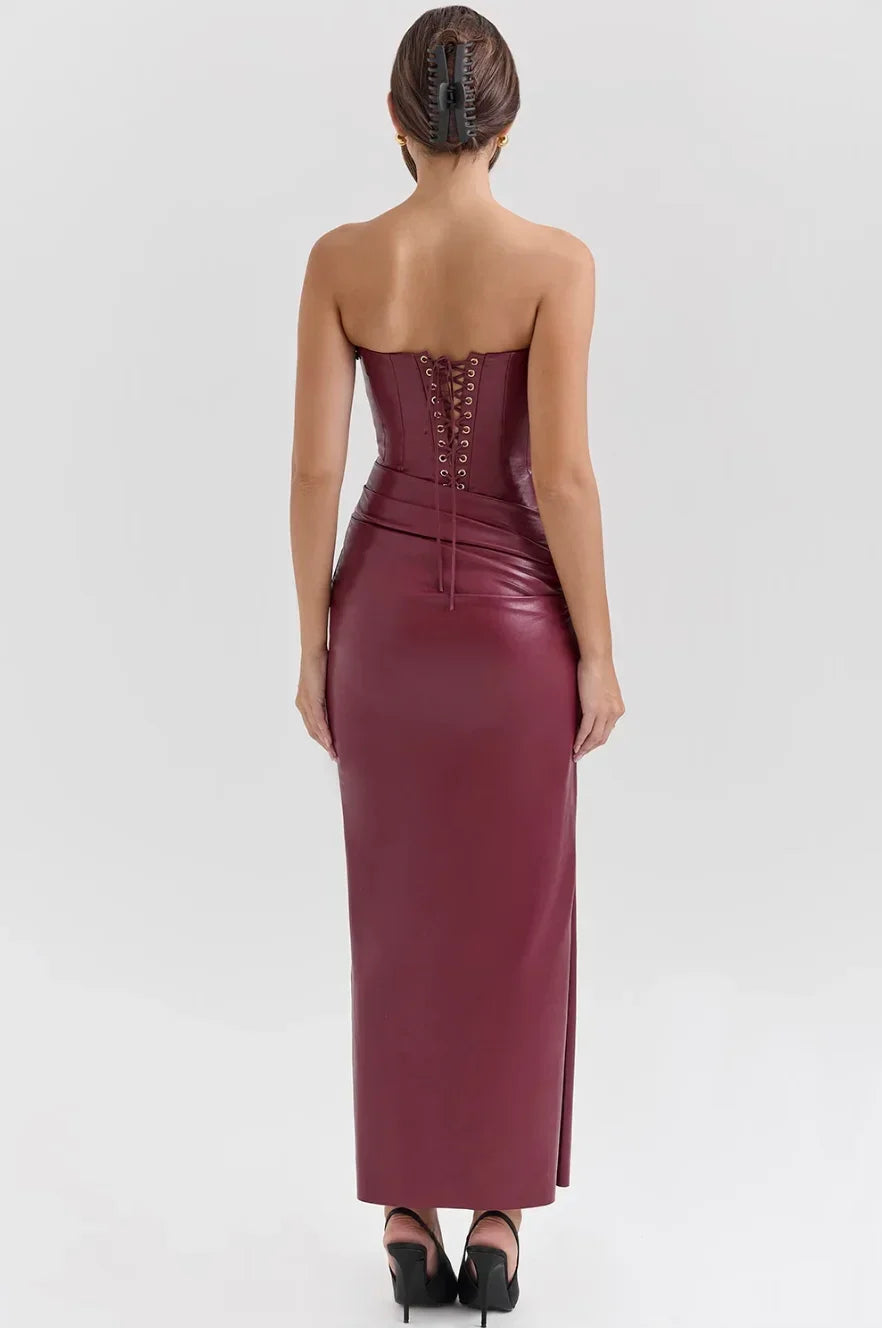 Strapless Maxi Dress with Draped Waist for Women