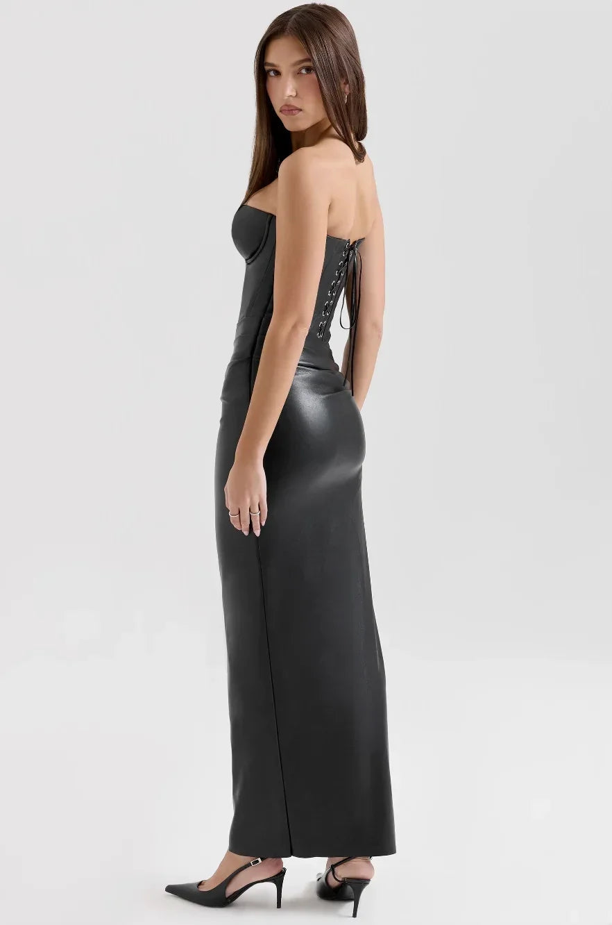Strapless Maxi Dress with Draped Waist for Women