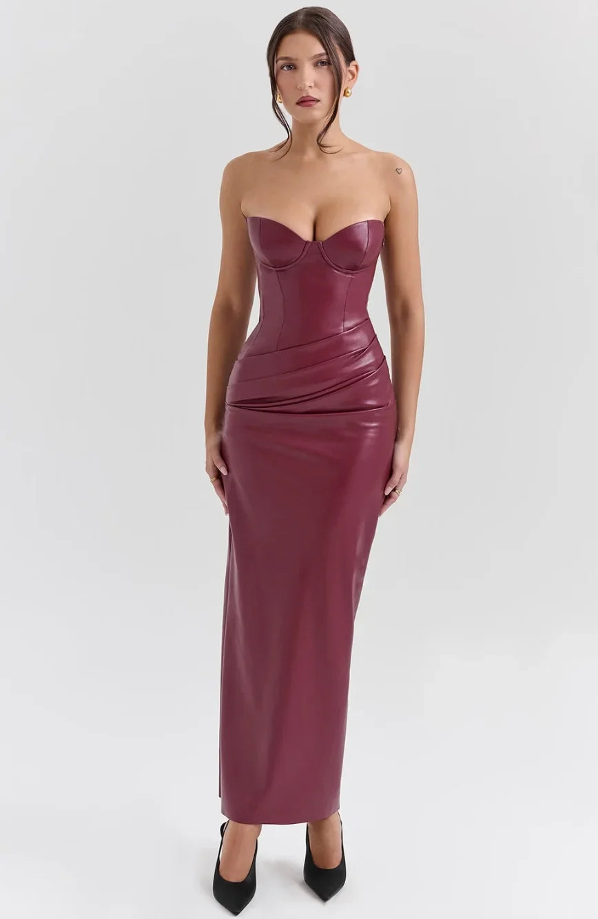 Strapless Maxi Dress with Draped Waist for Women