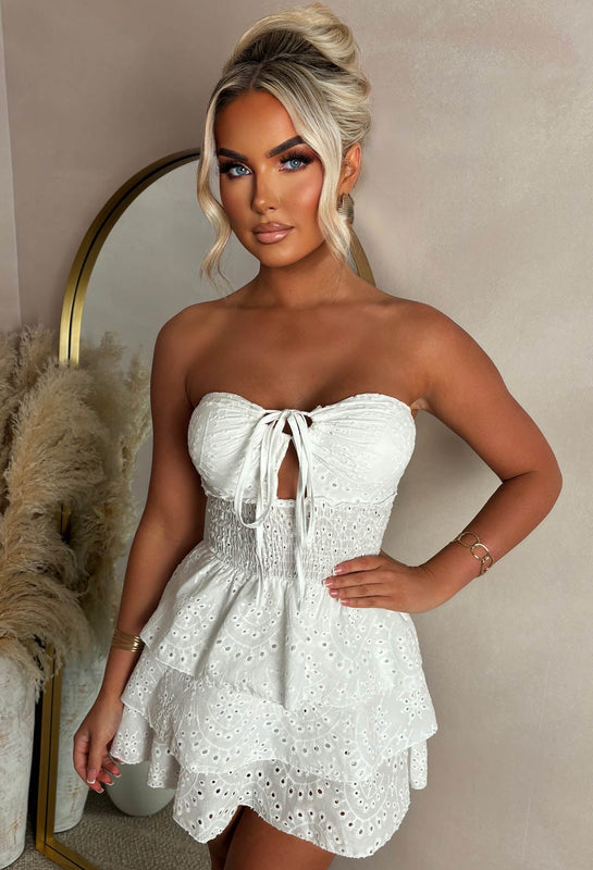 Strapless Mini Dress with Front Tie Detail for Women