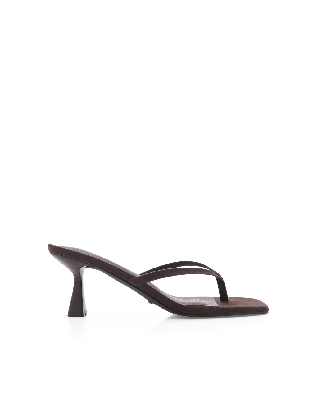Suede-Look Thong Heeled Sandal with Square Toe for Women