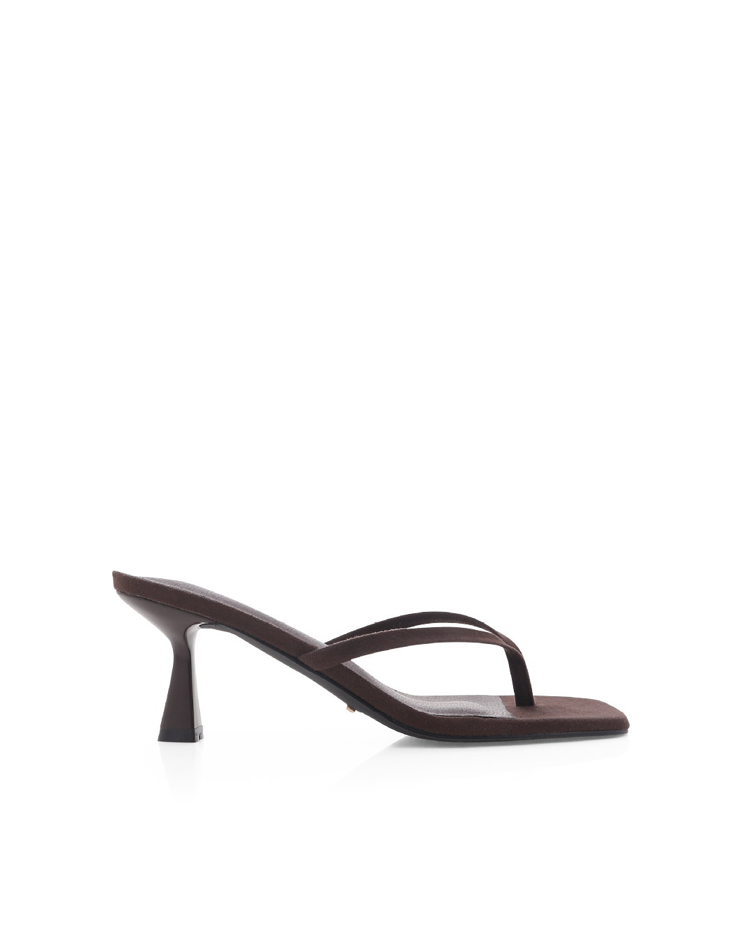 Suede-Look Thong Heeled Sandal with Square Toe for Women