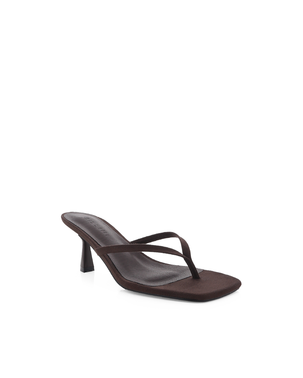 Suede-Look Thong Heeled Sandal with Square Toe for Women
