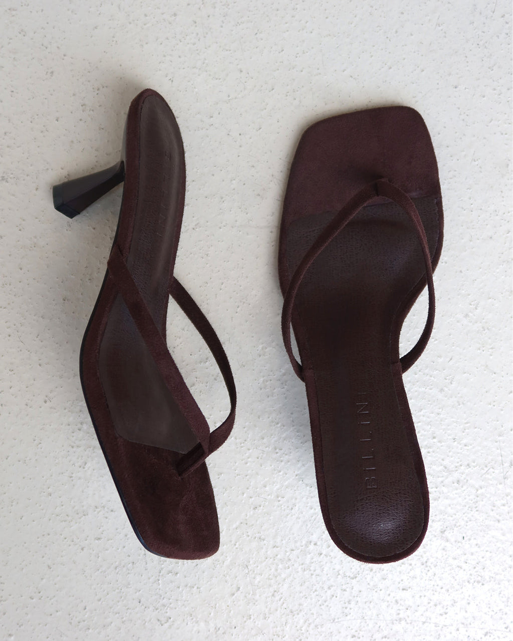Suede-Look Thong Heeled Sandal with Square Toe for Women