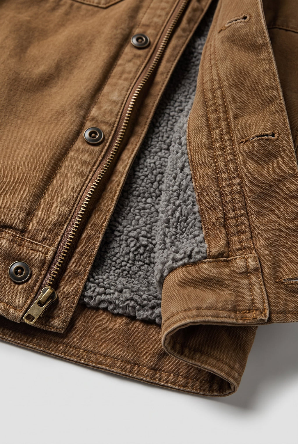 Suede Look Jacket with Collar and Chest Pockets for Men
