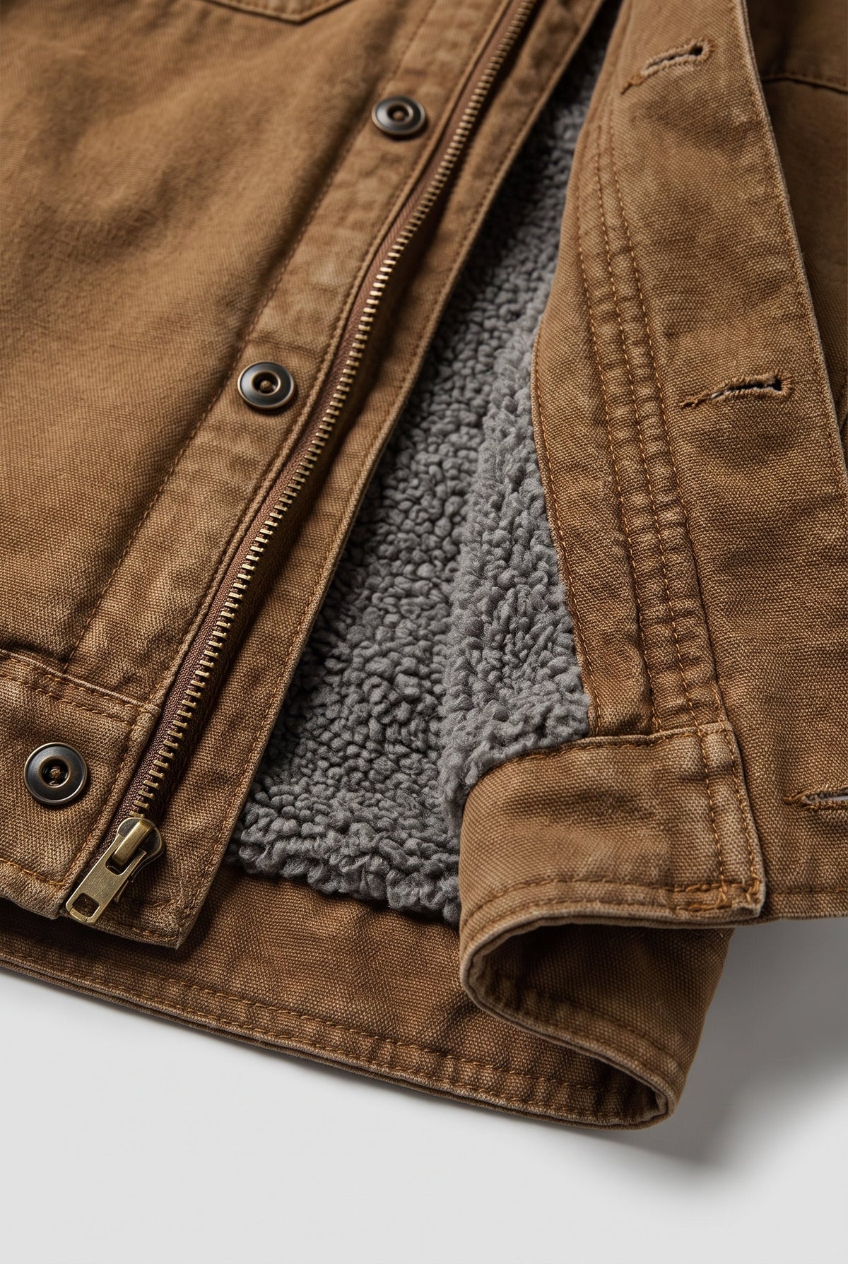 Suede Look Jacket with Collar and Chest Pockets for Men