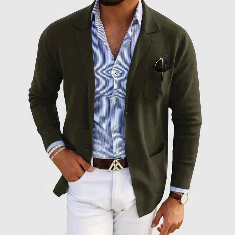 Tailored Blazer with Notch Lapels and Patch Pockets for Men