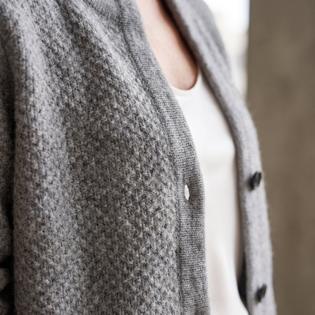 Textured Knit Cardigan with Stand Collar for Women